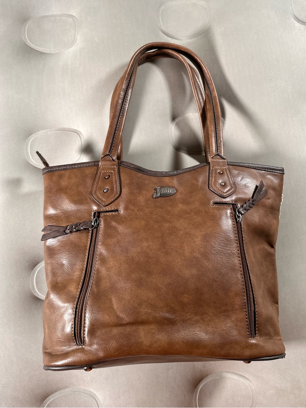 Justin Boots Western Brown Shoulder Handbag Retro Lace Cottagecore Boho Hippie - Picture 4 of 16